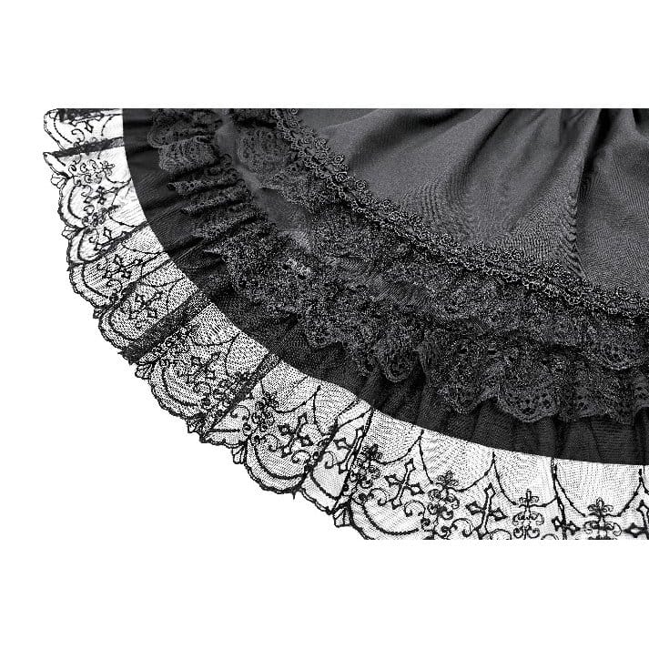Darkinlove Women's Gothic Layered Lace Trim Ruffle Mini Skirt