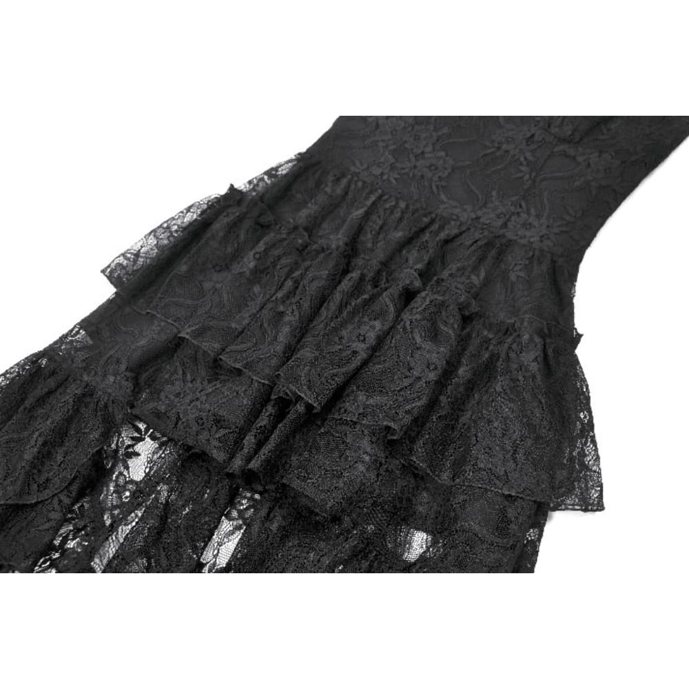 Darkinlove Women's Gothic Layered Ruffled High-Low Slip Dress