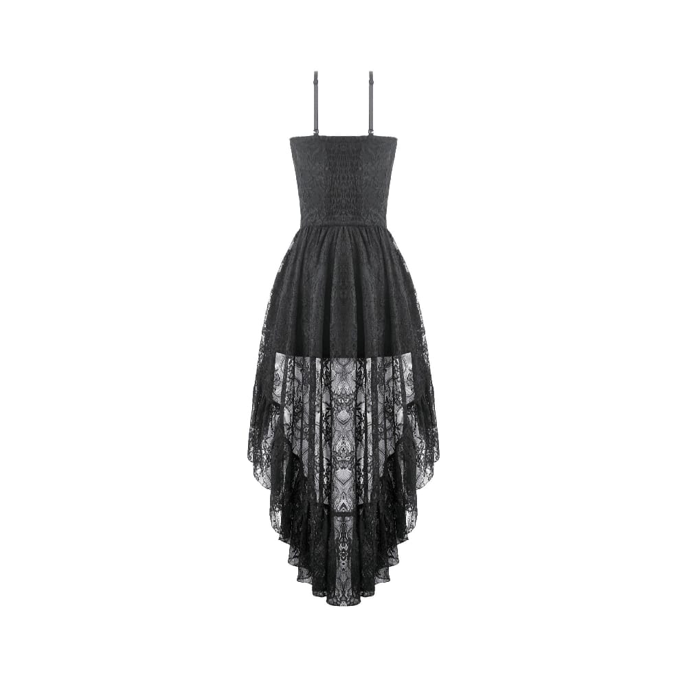 Darkinlove Women's Gothic Layered Ruffled High-Low Slip Dress
