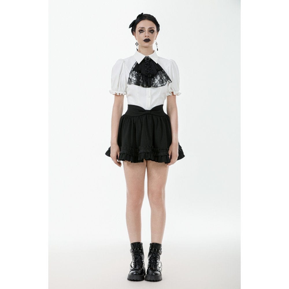 Darkinlove Women's Gothic Lolita Bowknot Waist Short Pleated Skirt