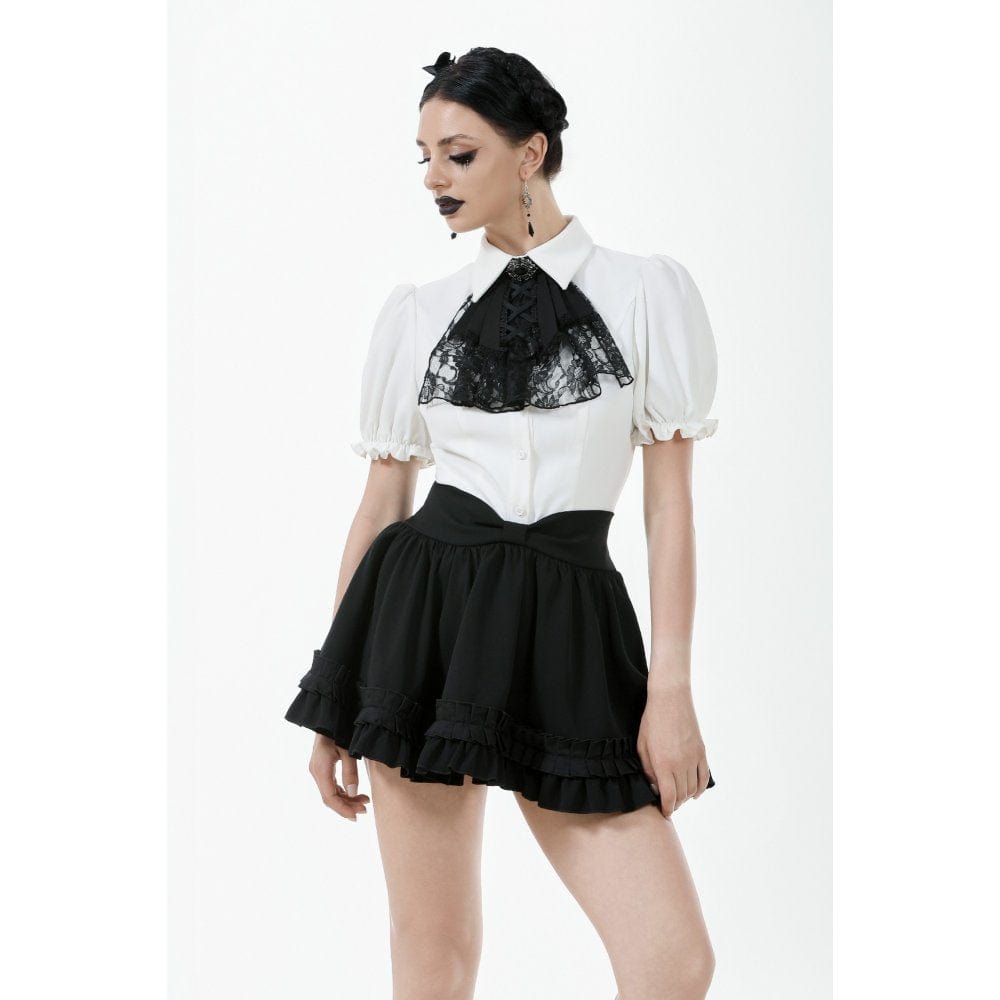 Darkinlove Women's Gothic Lolita Bowknot Waist Short Pleated Skirt