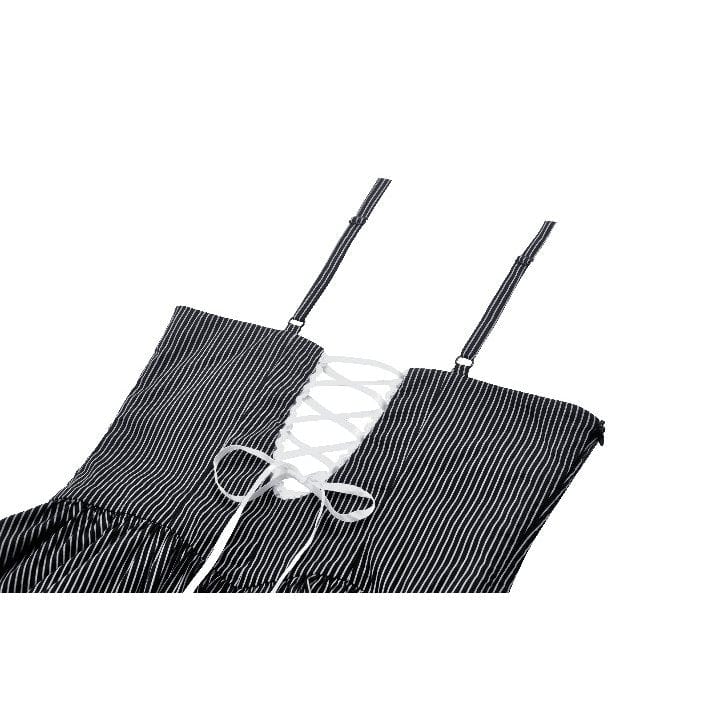 Darkinlove Women's Gothic Lolita Pinstriped Slip Dress