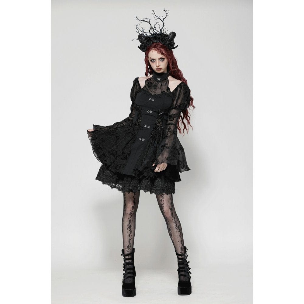 Darkinlove Women's Gothic Lolita Puff Sleeved Bubble Grad Dress