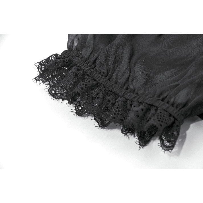 Darkinlove Women's Gothic Mesh Sheer Ruffled Short Sleeved Shirt