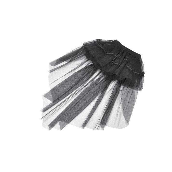 Darkinlove Women's Gothic Mesh Tailed Lace Pleated Skirt