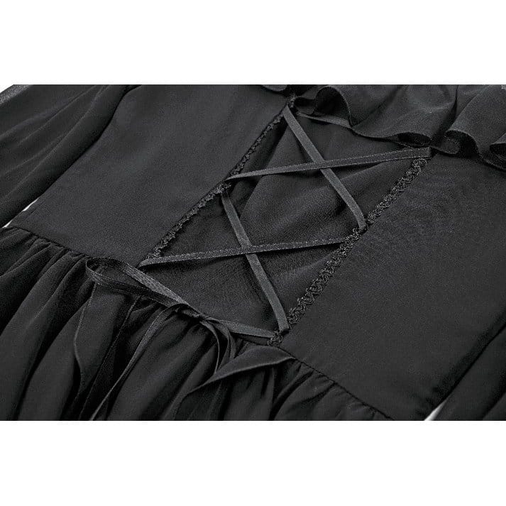 Darkinlove Women's Gothic Moon Layered Ruffled Off Shoulder Slip Dress