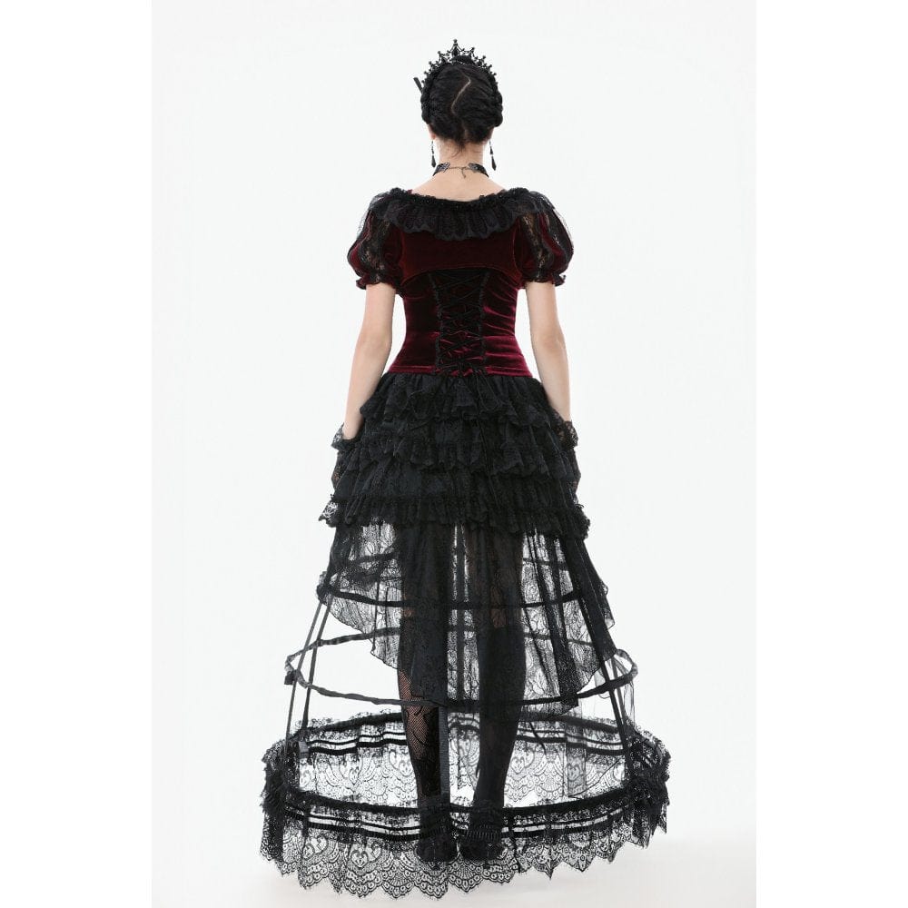 Darkinlove Women's Gothic Multi-Layered Lace Boning Petticoat