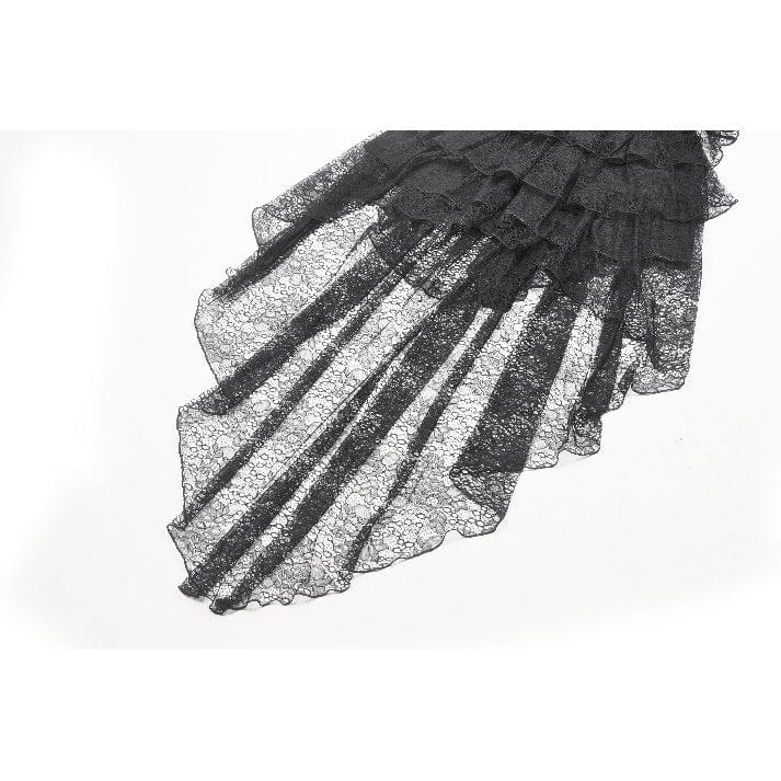 Darkinlove Women's Gothic Multi-Layered Lace Fishtail Slip Dress