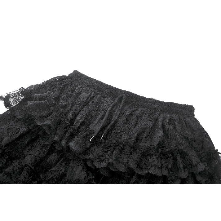 Darkinlove Women's Gothic Multilayer High/Low Lace Skirt