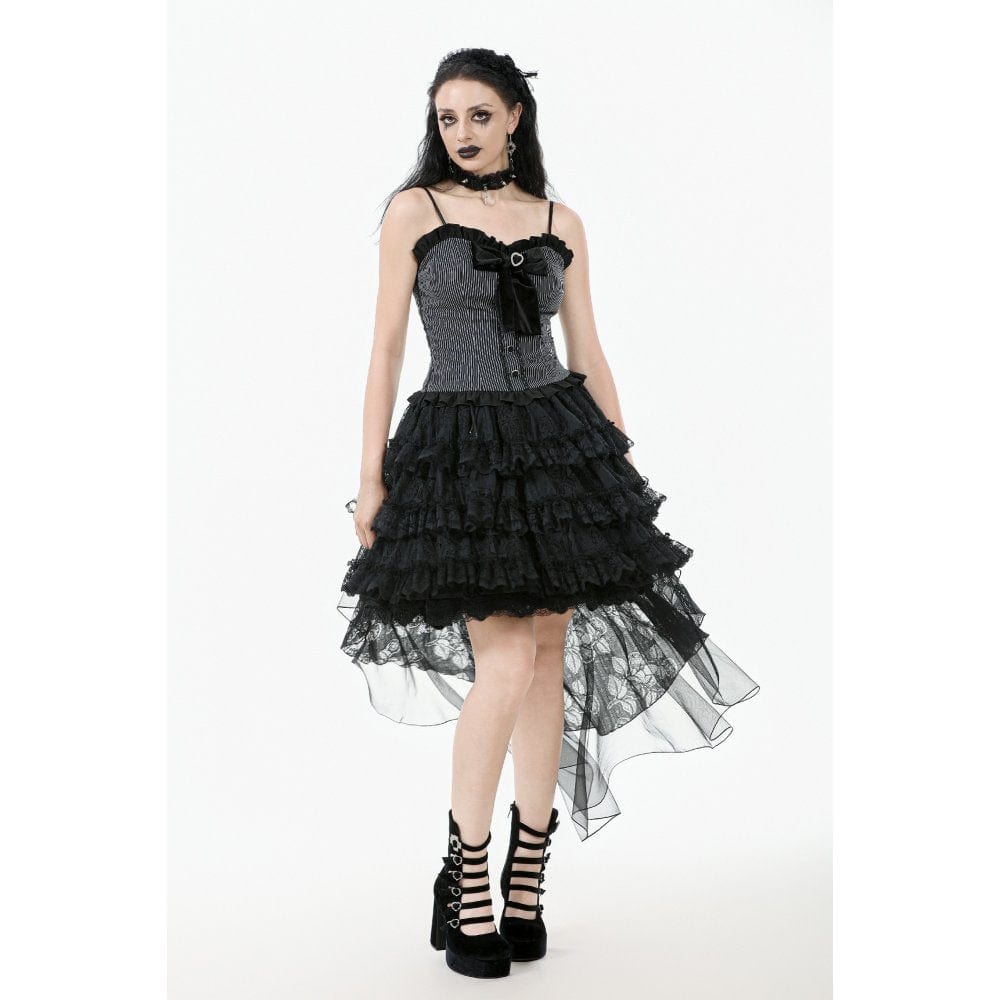 Darkinlove Women's Gothic Multilayer High/Low Lace Skirt