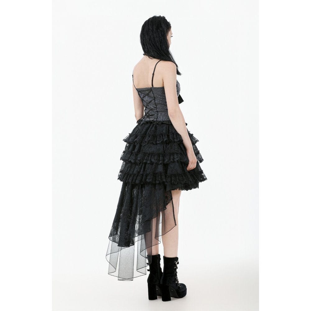 Darkinlove Women's Gothic Multilayer High/Low Lace Skirt