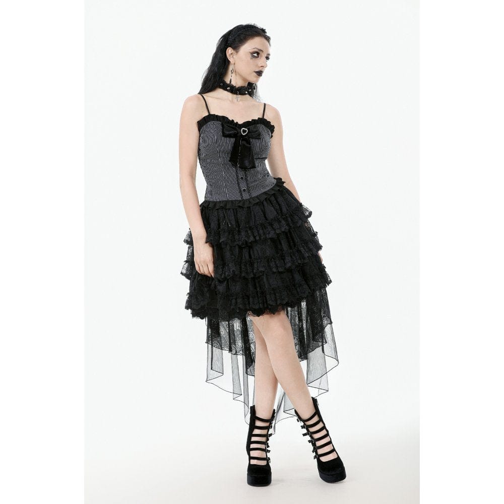 Darkinlove Women's Gothic Multilayer High/Low Lace Skirt
