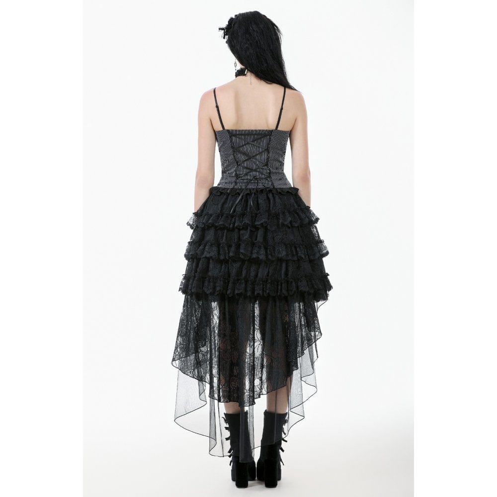 Darkinlove Women's Gothic Multilayer High/Low Lace Skirt