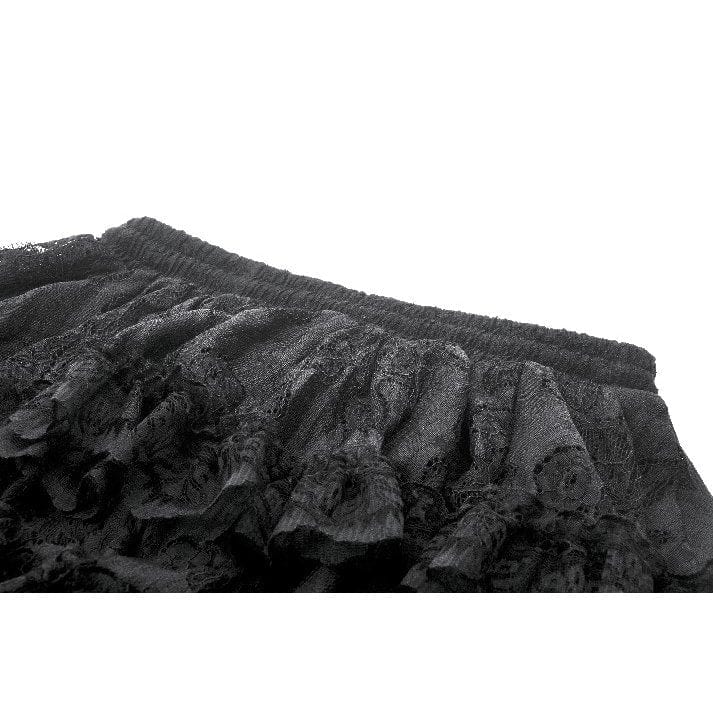 Darkinlove Women's Gothic Multilayer High/Low Lace Skirt