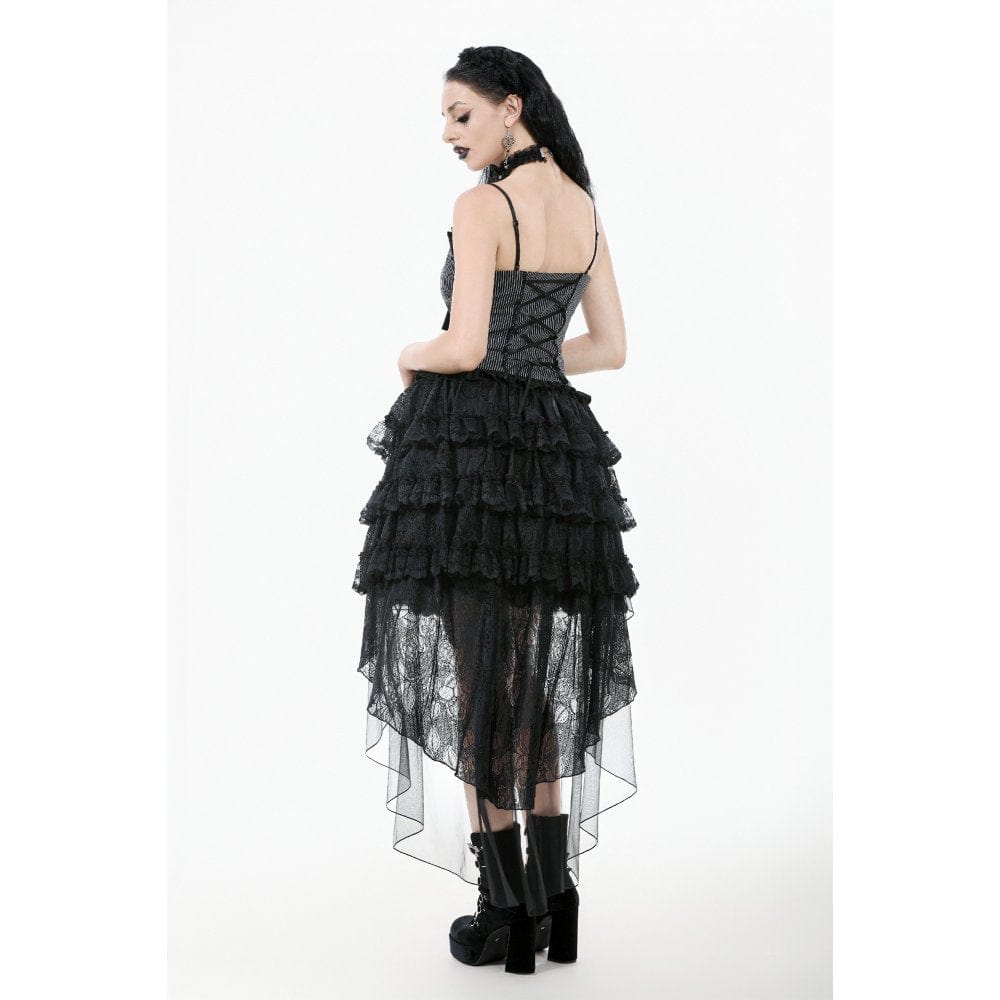 Darkinlove Women's Gothic Multilayer High/Low Lace Skirt