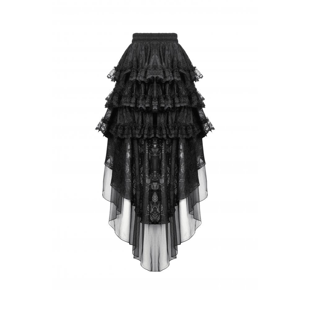 Darkinlove Women's Gothic Multilayer High/Low Lace Skirt