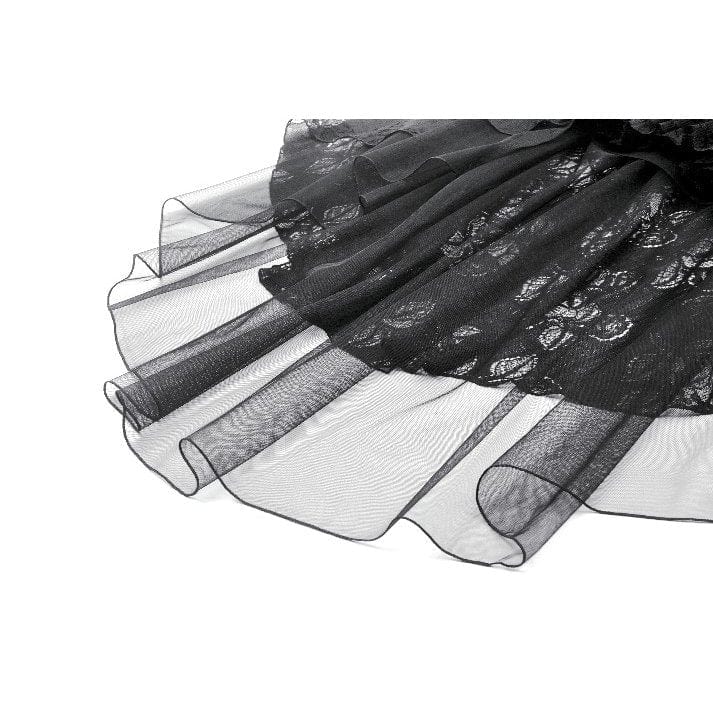 Darkinlove Women's Gothic Multilayer High/Low Lace Skirt