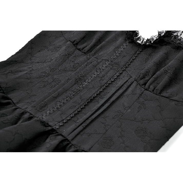 Darkinlove Women's Gothic Multilayer Ruffled Cutout Halter Dress