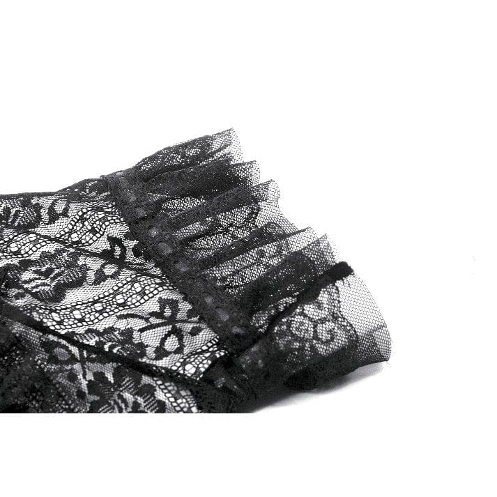 Darkinlove Women's Gothic Off Shoulder Ruffles Lace Top