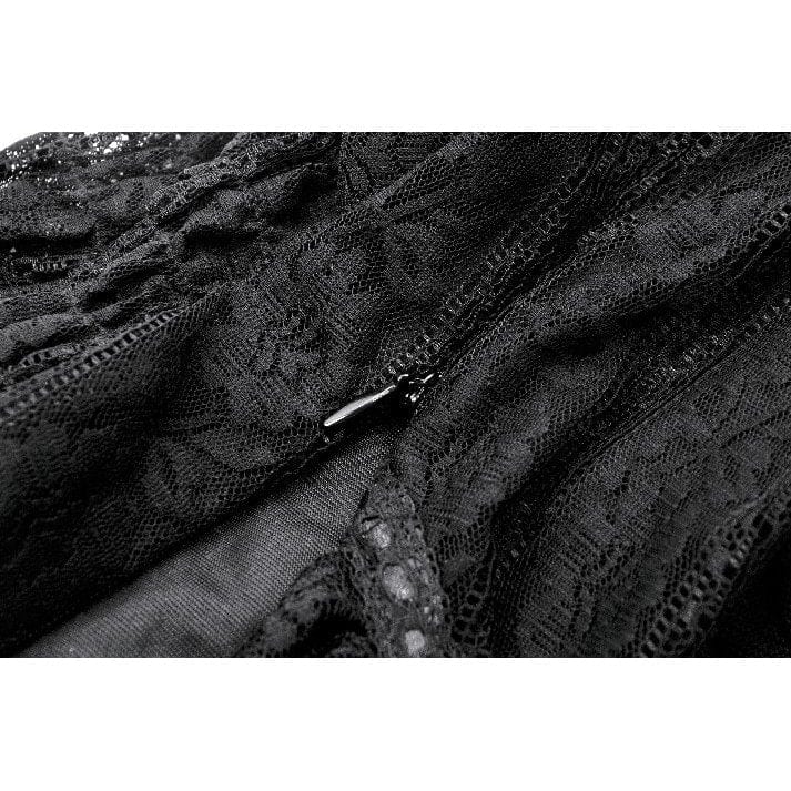 Darkinlove Women's Gothic Off Shoulder Ruffles Lace Top