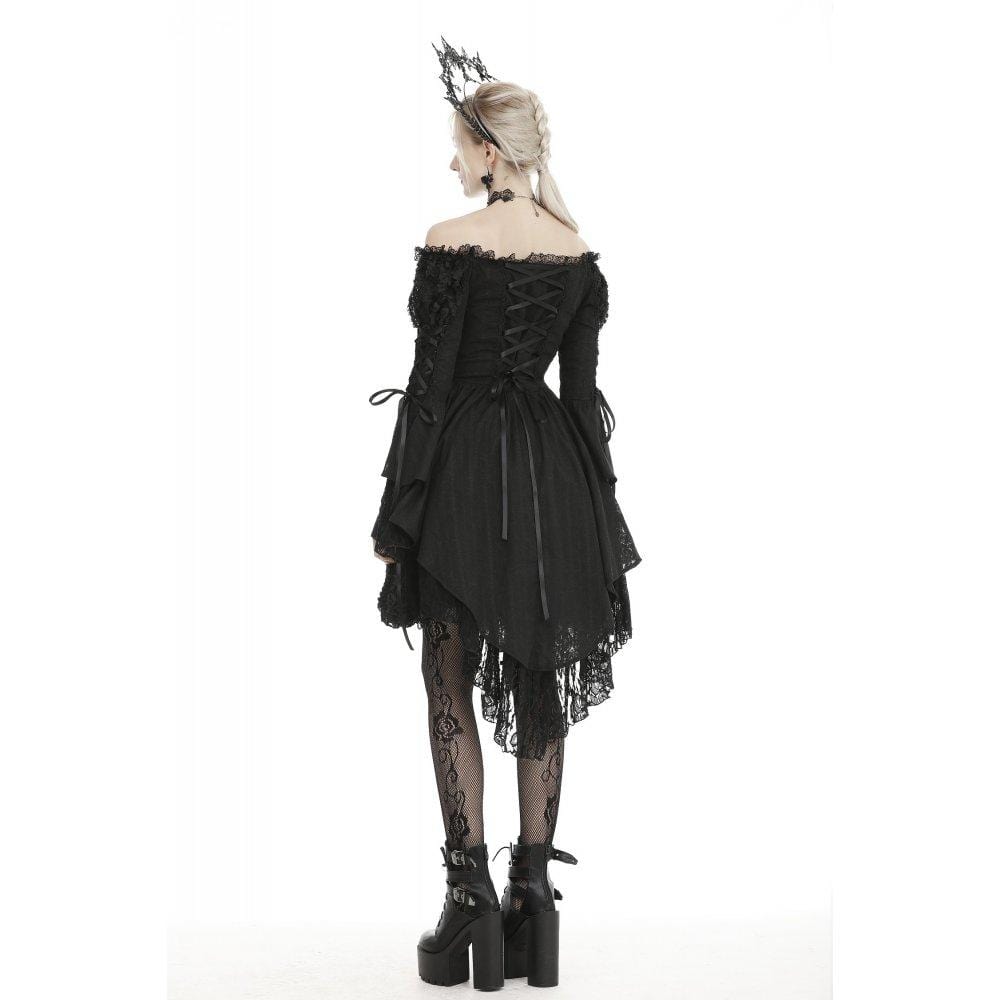 Darkinlove Women's Gothic Off-shoulder Strappy Mesh Dresses