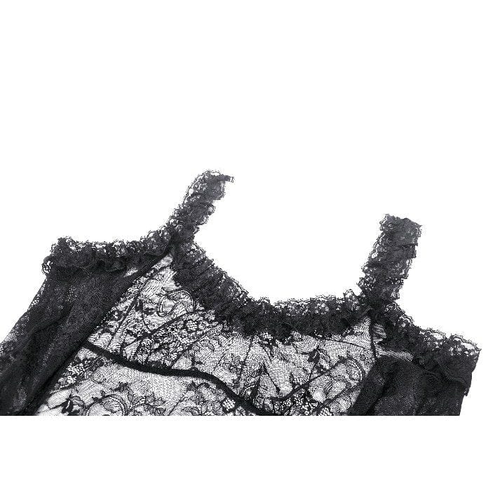 Darkinlove Women's Gothic Off-the-Shoulder Flared Sleeved Lace Shirt