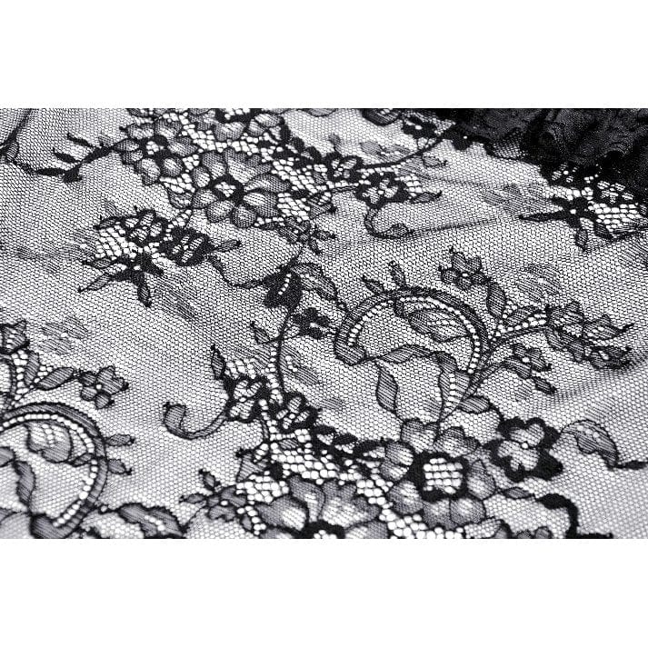 Darkinlove Women's Gothic Off-the-Shoulder Flared Sleeved Lace Shirt