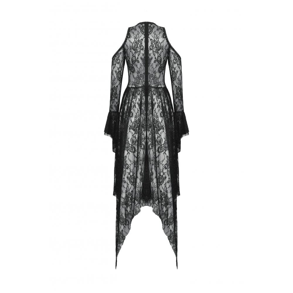 Darkinlove Women's Gothic Off-the-Shoulder Irregular Lace Dress