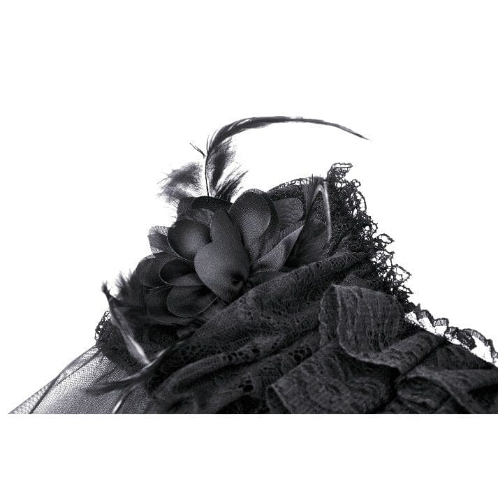 Darkinlove Women's Gothic Off-the-Shoulder Lace Splice Ball Gown Dress