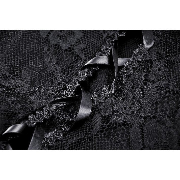 Darkinlove Women's Gothic Off-the-Shoulder Ruffled Lace Splice Prom Dress