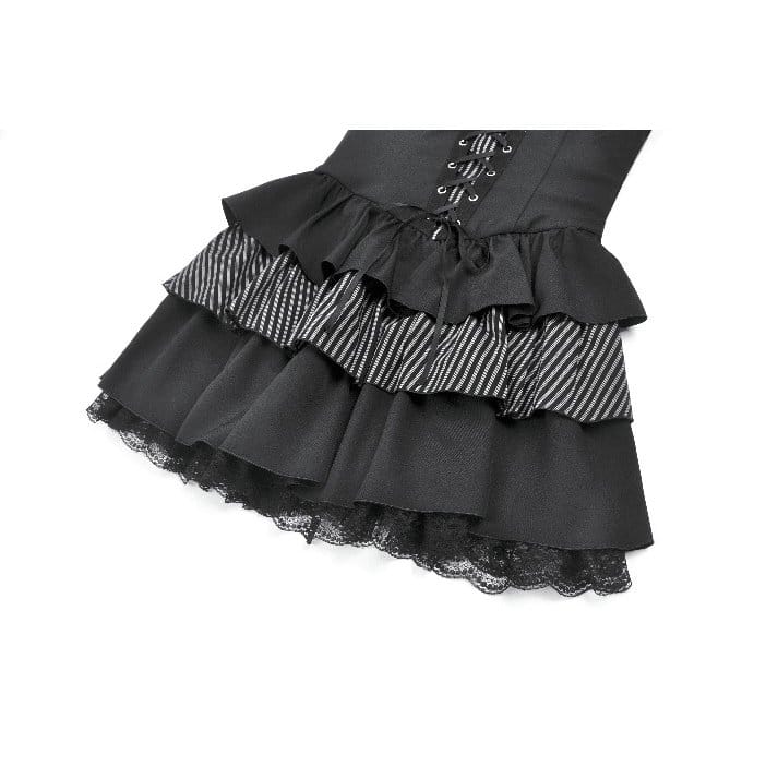 Darkinlove Women's Gothic Pinstripe Lace-up Slip Dress