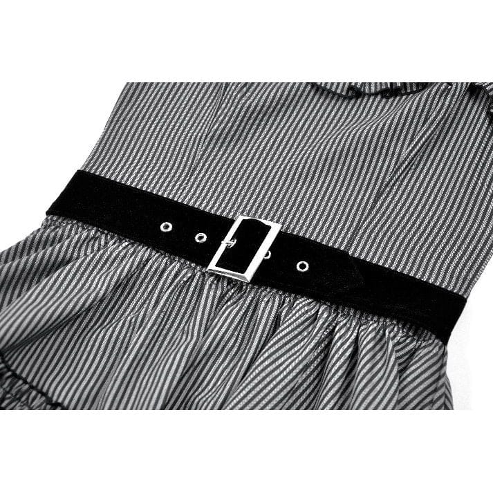 Darkinlove Women's Gothic Pinstripe Multilayer Falbala Slip Dress