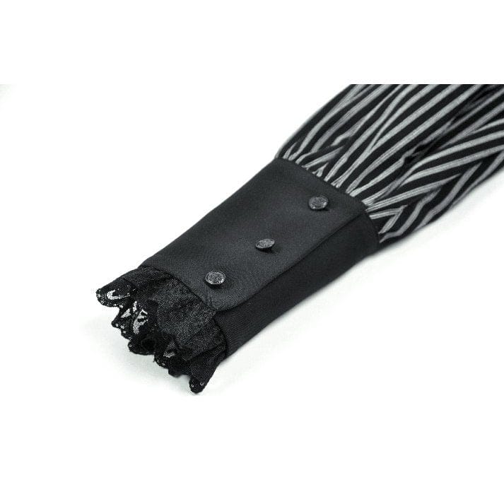 Darkinlove Women's Gothic Pinstripe Peter Pan Collar Long Sleeved Shirt