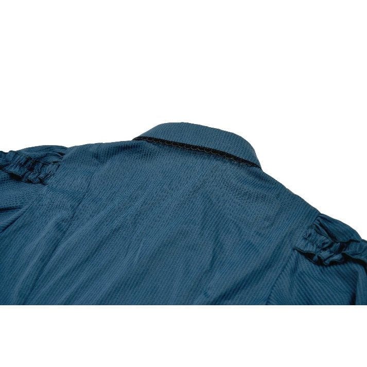 Darkinlove Women's Gothic Pinstripe Puff Sleeved Shirt with Detachable Bat Bow Tie