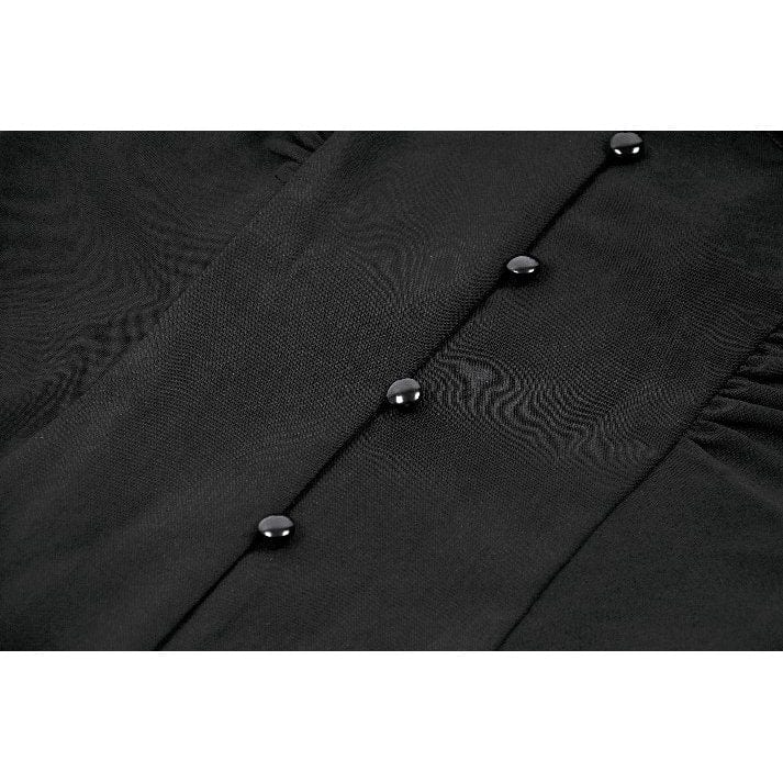 Darkinlove Women's Gothic Plunging Pleated Puff Short Sleeved Blouse