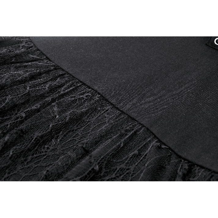 Darkinlove Women's Gothic Plunging Spider Mesh Splice Witch Slip Dress