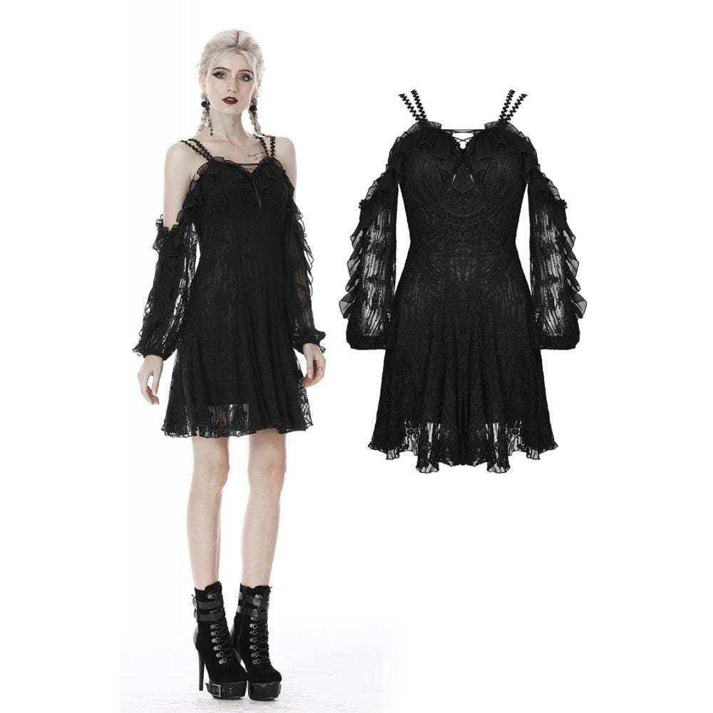 Darkinlove Women's Gothic princess off shoulder sexy lace dress