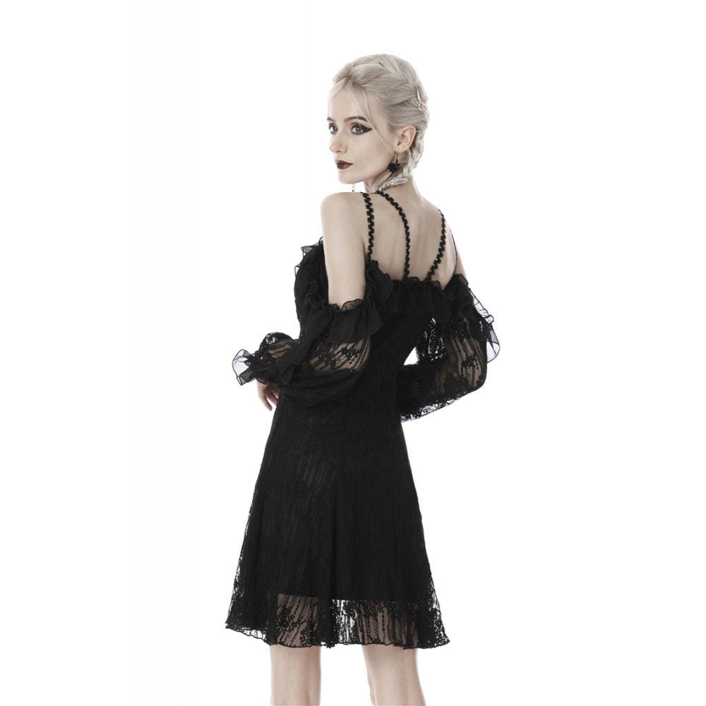 Darkinlove Women's Gothic princess off shoulder sexy lace dress