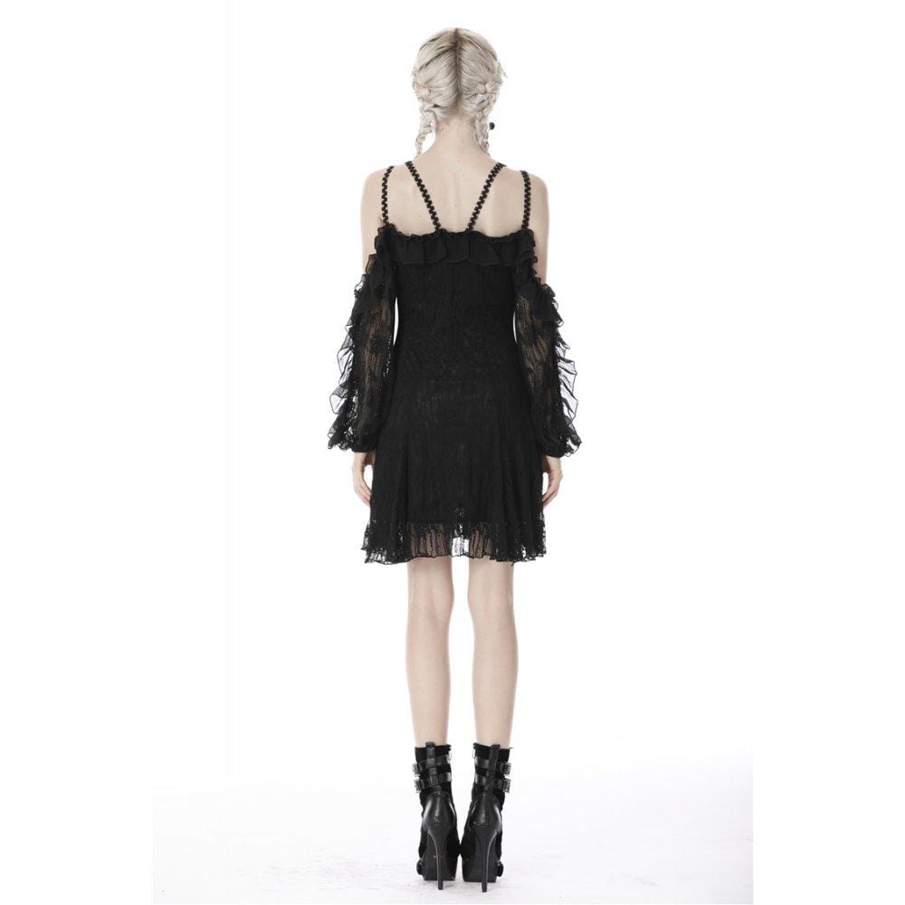Darkinlove Women's Gothic princess off shoulder sexy lace dress