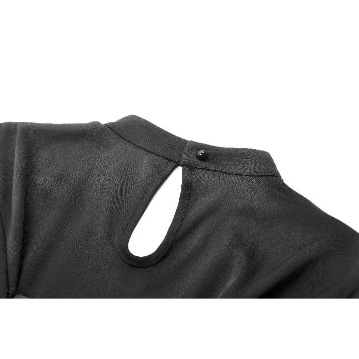 Darkinlove Women's Gothic Puff Sleeved High/low Multilayer Chiffon Dress