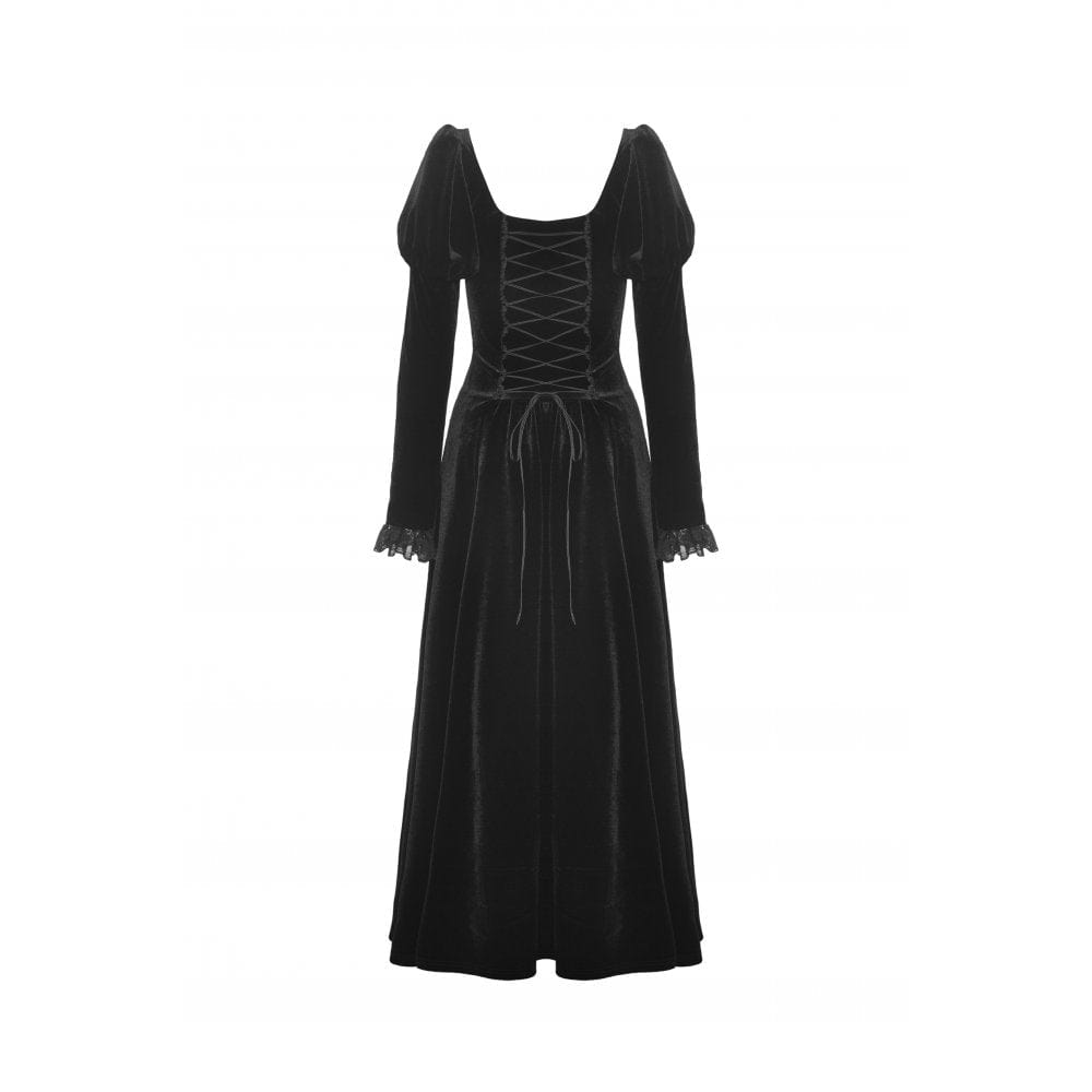 Darkinlove Women's Gothic Puff Sleeved High-low Velvet Dress