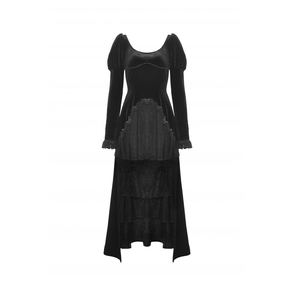 Darkinlove Women's Gothic Puff Sleeved High-low Velvet Dress