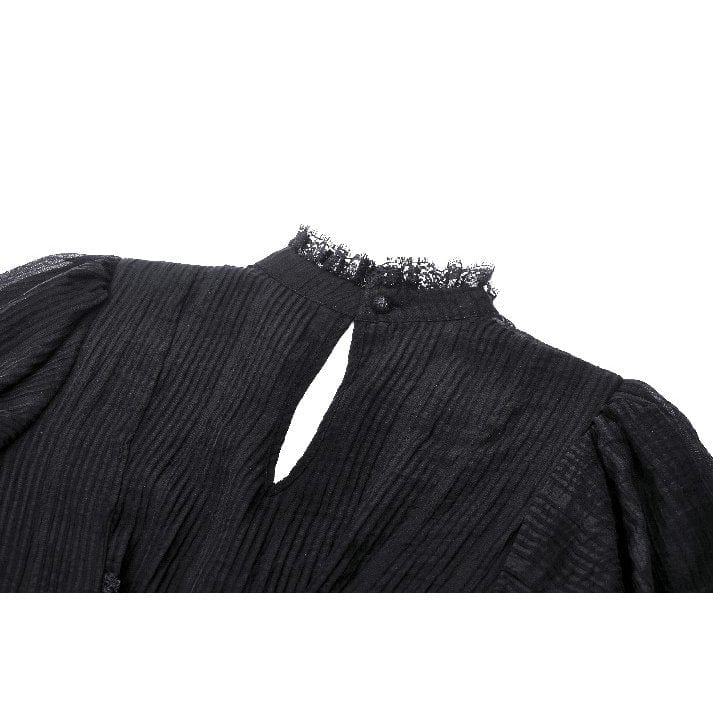 Darkinlove Women's Gothic Puff Sleeved Spiderweb Splice Witch Dress