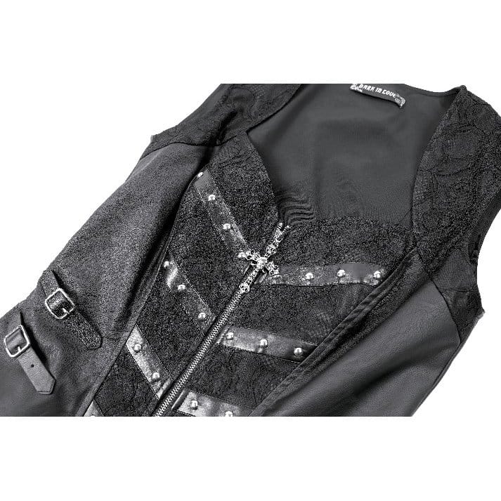 Darkinlove Women's Gothic Rivet Buckle Strap Zipper Vest