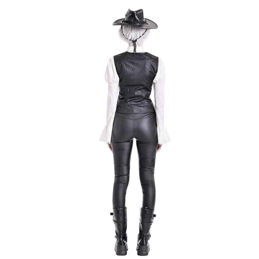 Darkinlove Women's Gothic Rivet Buckle Strap Zipper Vest