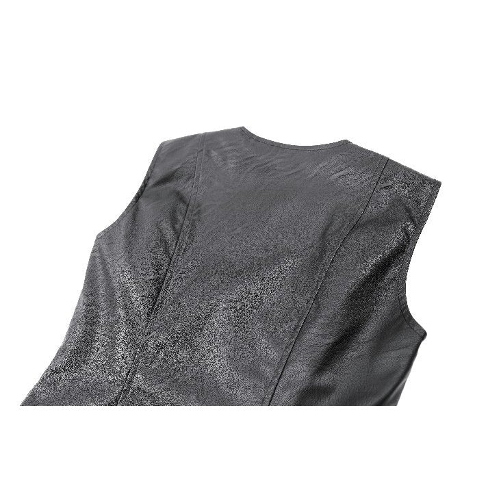 Darkinlove Women's Gothic Rivet Buckle Strap Zipper Vest