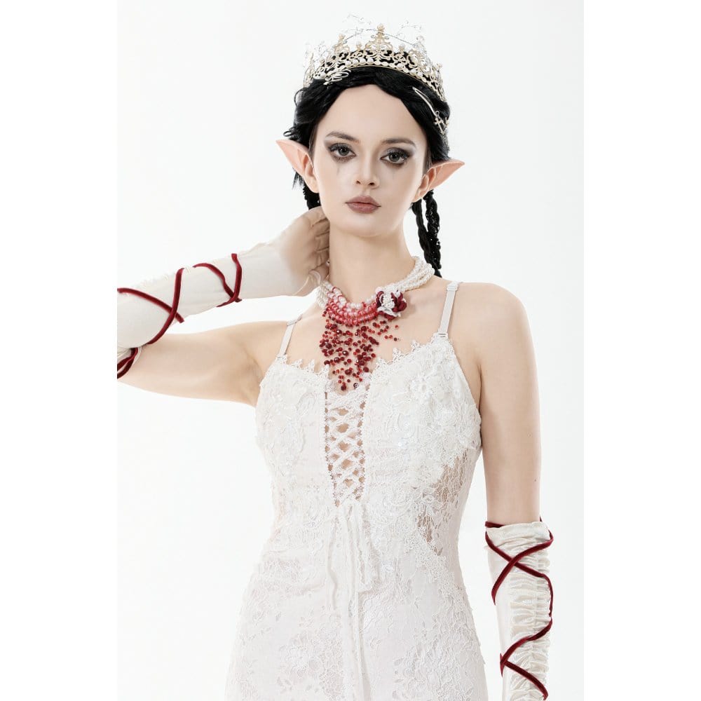 Darkinlove Women's Gothic Rose Beaded Multilayer Pearl Necklace