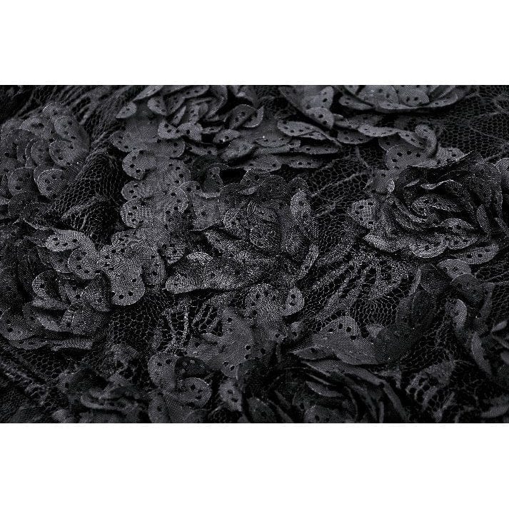 Darkinlove Women's Gothic Rose Embroidered Velvet Prom Fishtail Dress