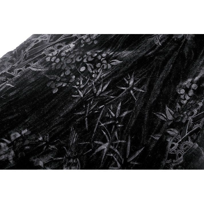 Darkinlove Women's Gothic Rose Embroidered Velvet Prom Fishtail Dress