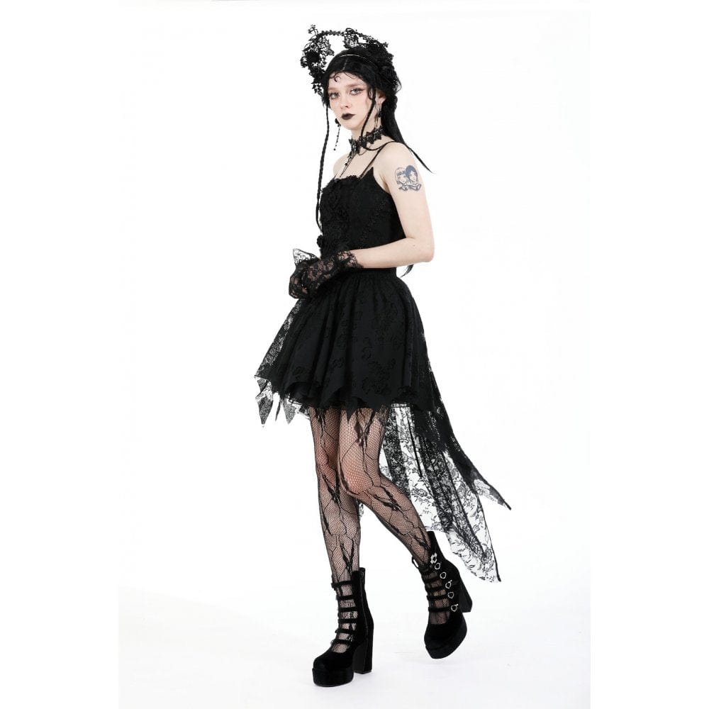 Darkinlove Women's Gothic Rose High-low Slip Dress